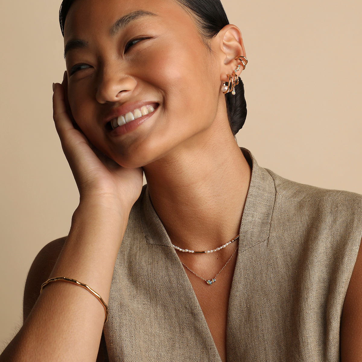 Molten Illusion Ear Cuff in Gold-Astrid &amp; Miyu