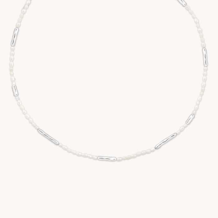 Molten Pearl Necklace in Silver-Astrid &amp; Miyu