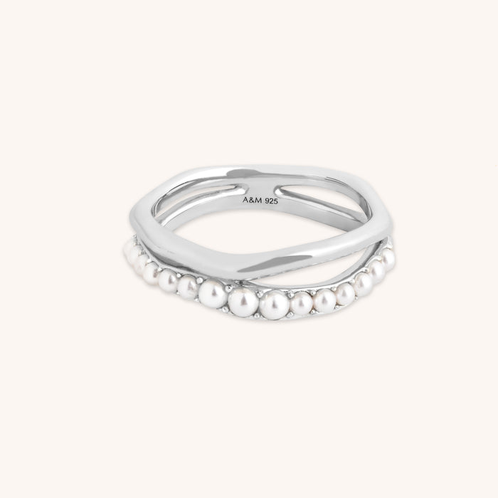Molten Illusion Pearl Ring in Silver-Astrid &amp; Miyu