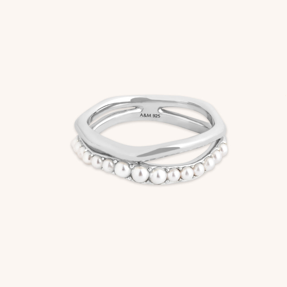 Molten Illusion Pearl Ring in Silver-Astrid &amp; Miyu