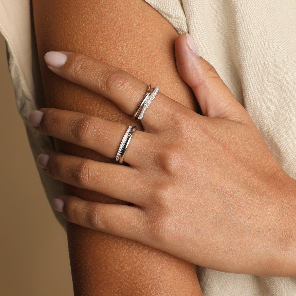 Molten Illusion Pearl Ring in Silver-Astrid &amp; Miyu