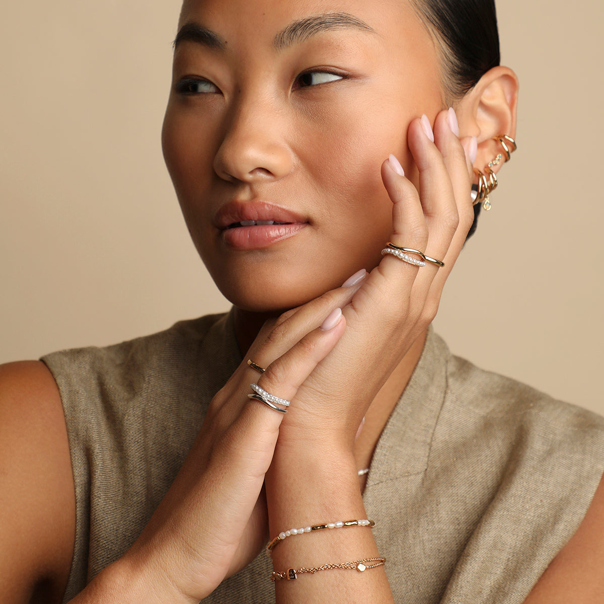 Molten Illusion Pearl Ring in Silver-Astrid &amp; Miyu