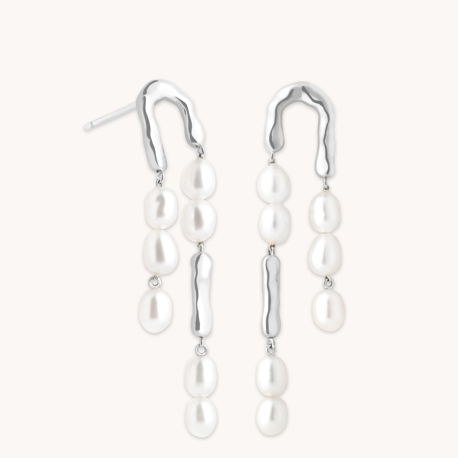 Molten Pearl Drop Studs in Silver-Astrid &amp; Miyu