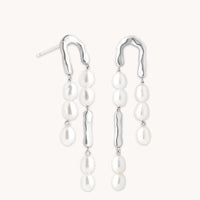 Molten Pearl Drop Studs in Silver-Astrid &amp; Miyu