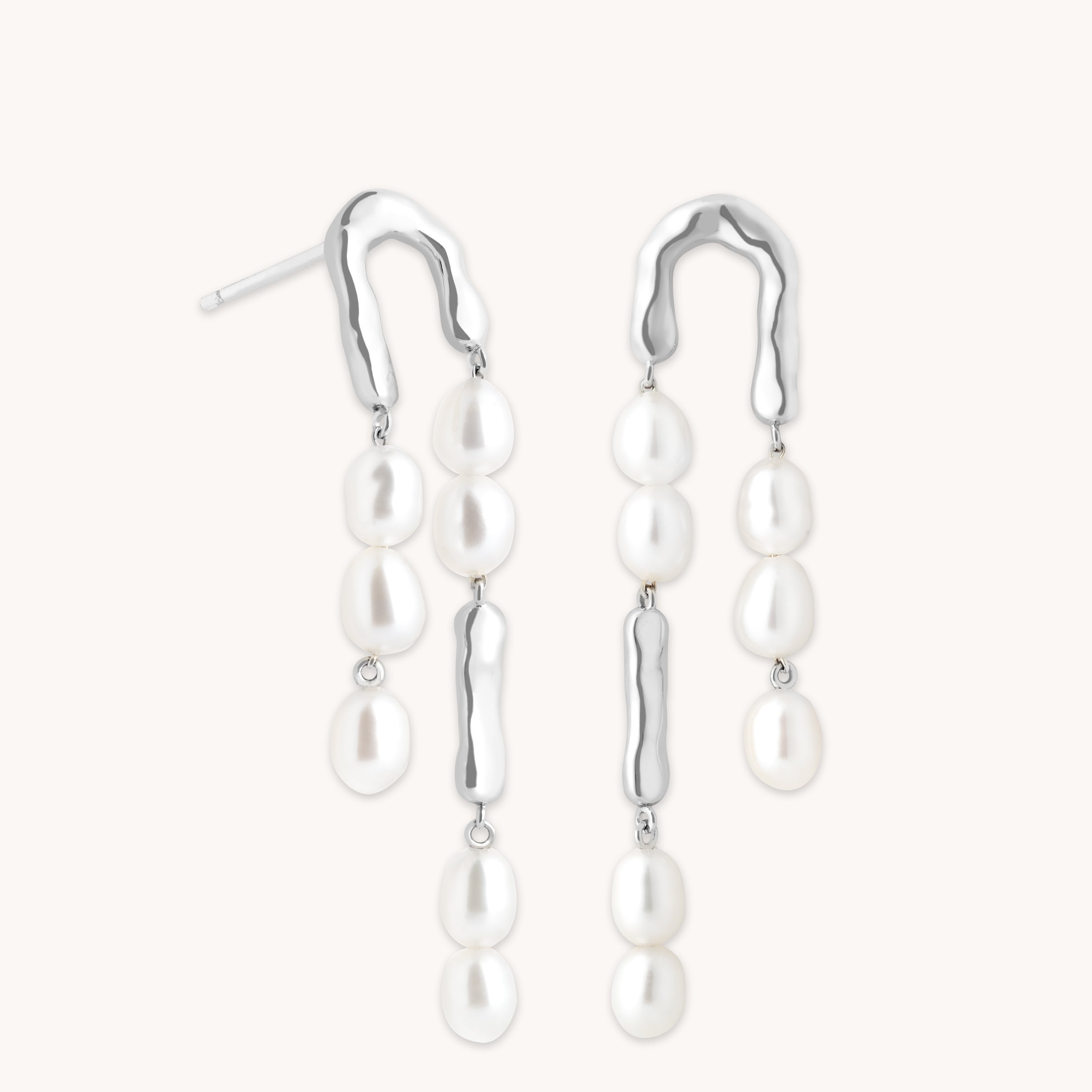 Molten Pearl Drop Studs in Silver-Astrid &amp; Miyu