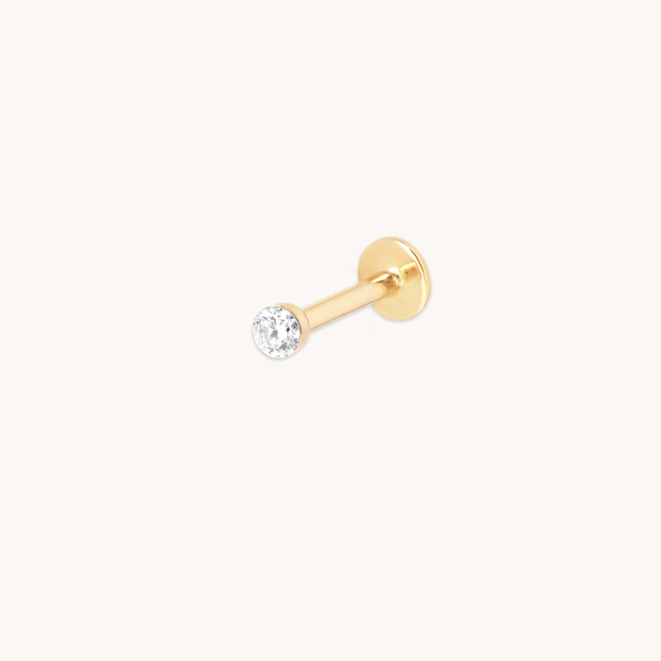 Floating Diamond Medium Piercing Stud in Solid Gold-Astrid &amp; Miyu