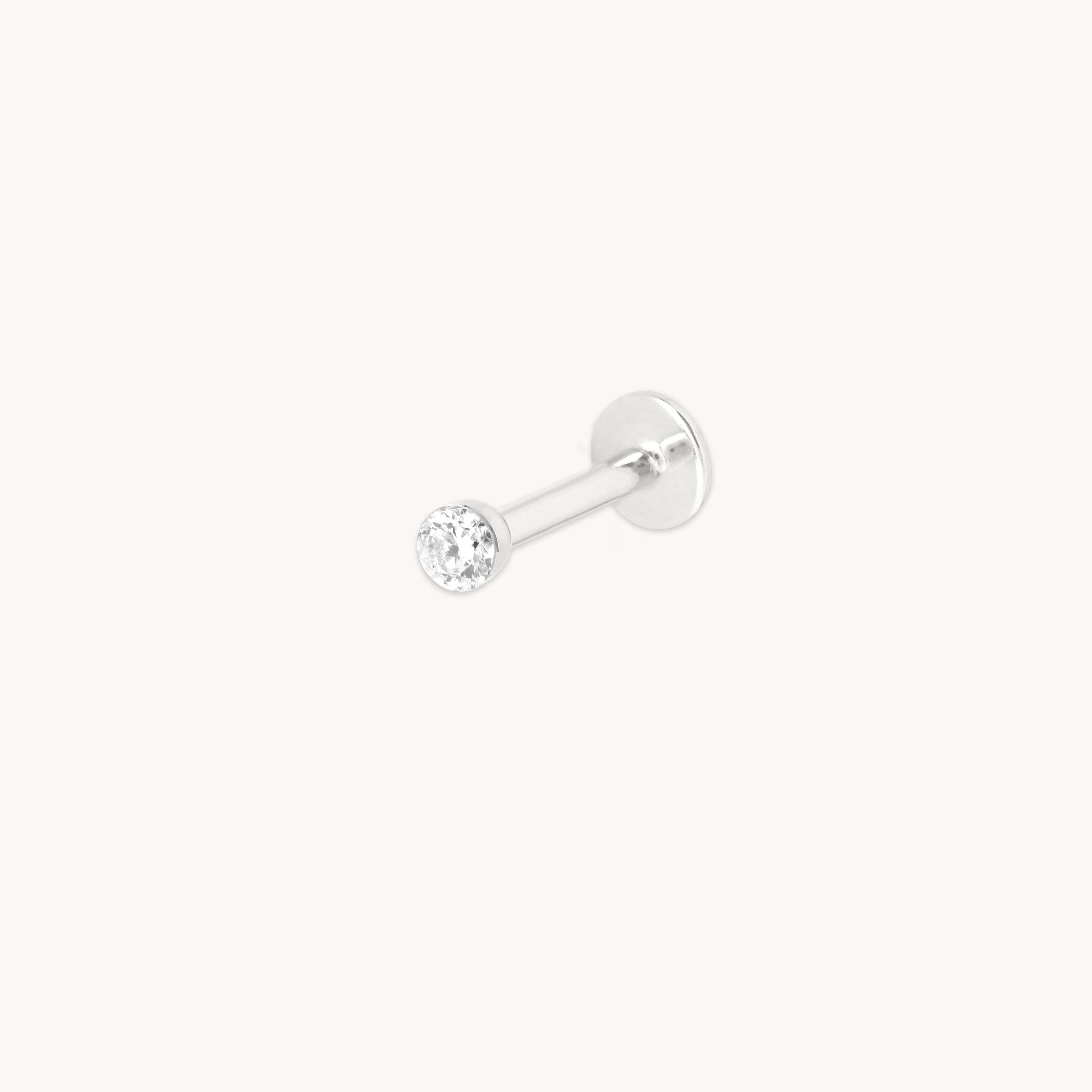 Floating Diamond Small Piercing Stud in Solid White Gold-Astrid &amp; Miyu