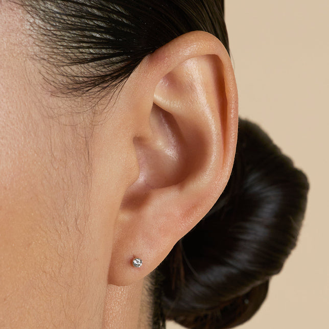 Floating Diamond Small Piercing Stud in Solid White Gold-Astrid &amp; Miyu