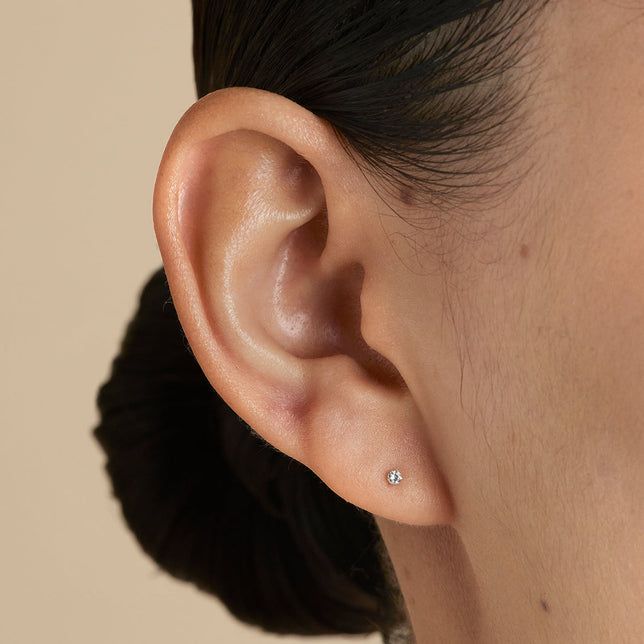 Floating Diamond Small Piercing Stud in Solid Gold-Astrid & Miyu