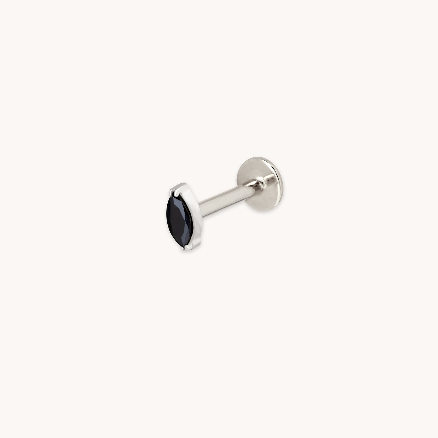 Black Crystal Marquise Titanium Piercing Stud in Platinum-Astrid &amp; Miyu