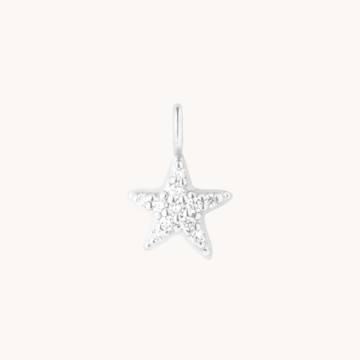 Pavé Star Charm 9k White Gold-Astrid &amp; Miyu