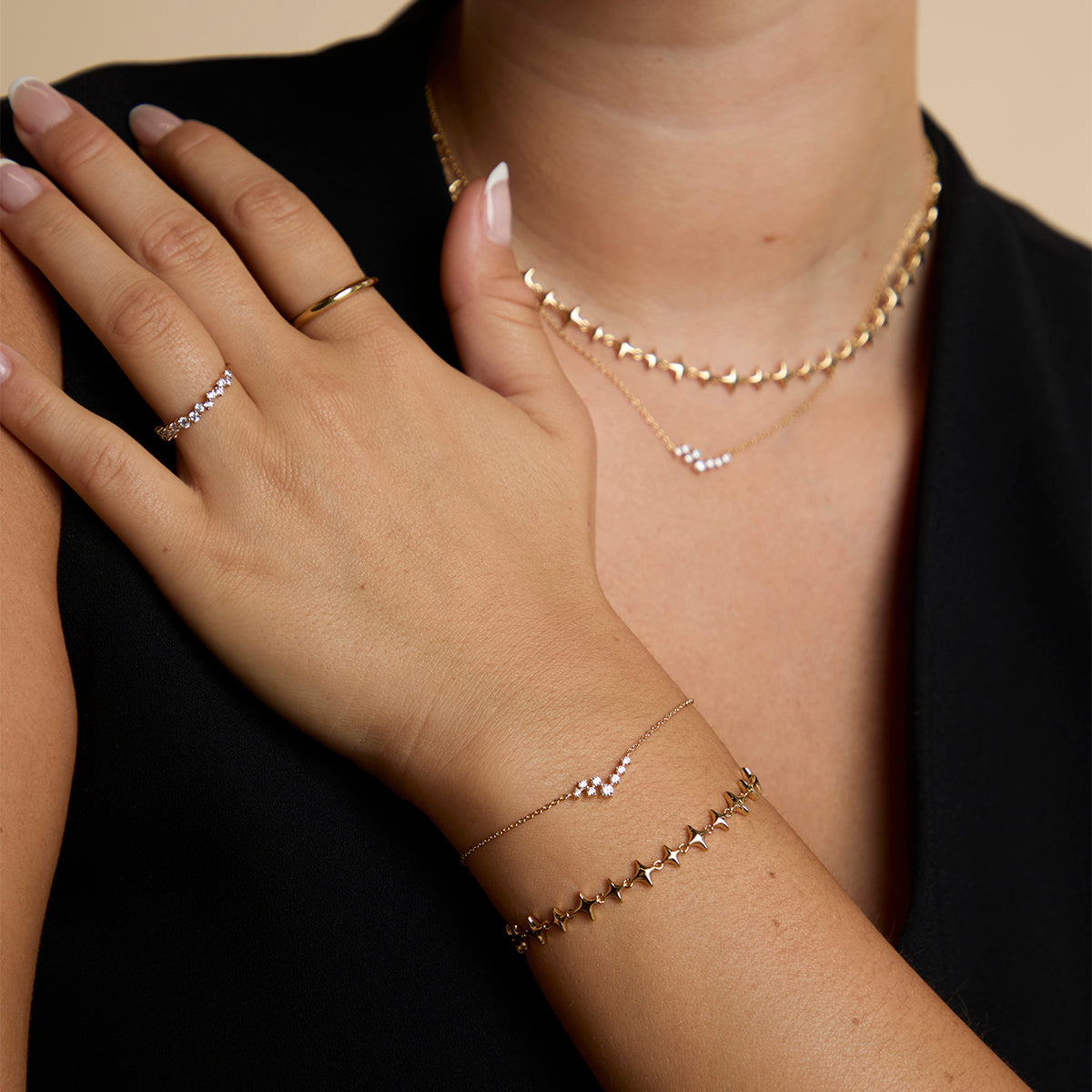 Cosmic Star Chain Bracelet in Gold-Astrid &amp; Miyu