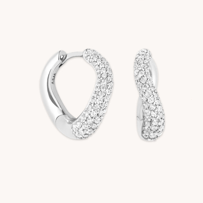 Wave Crystal Hoops in Silver-Astrid &amp; Miyu