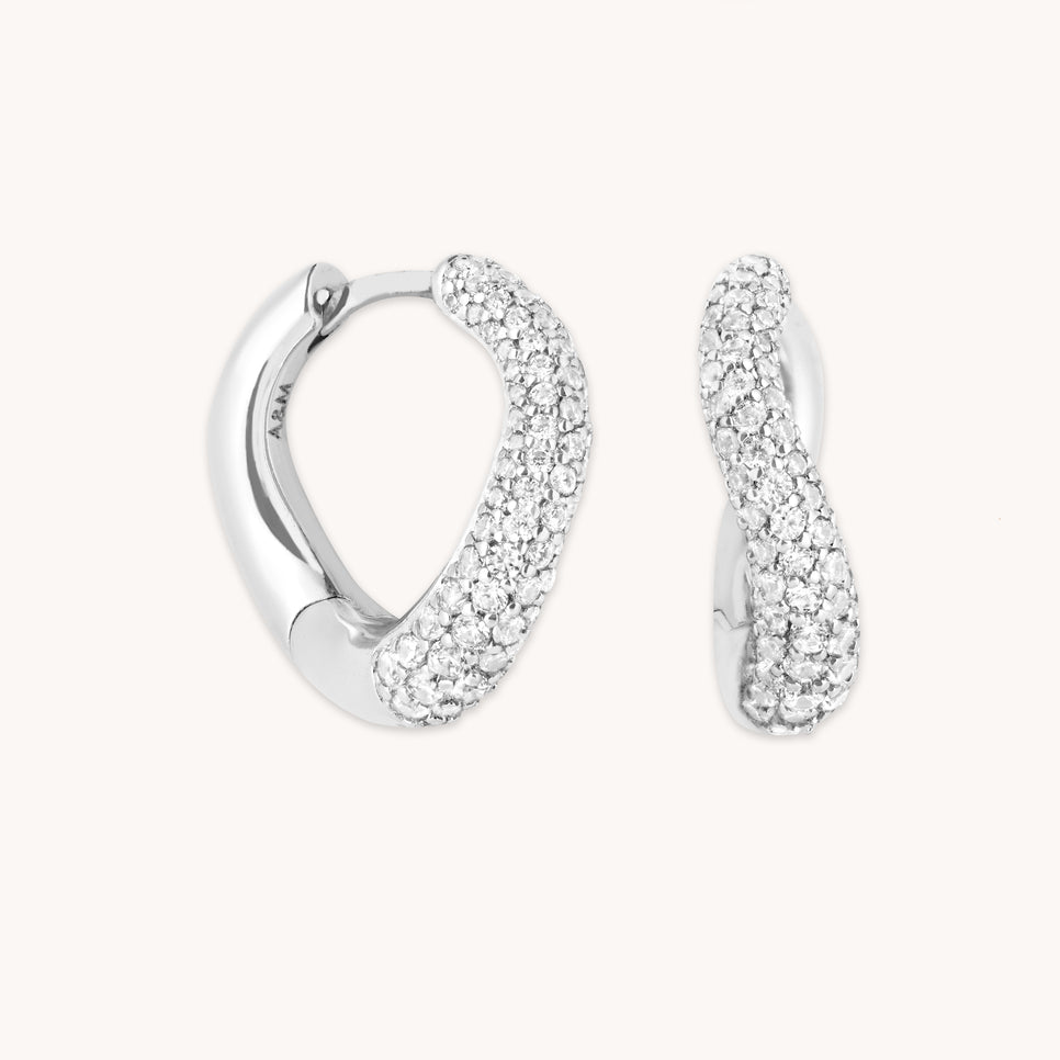 Wave Crystal Hoops in Silver-Astrid &amp; Miyu
