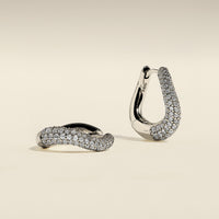 Wave Pavé Crystal Hoops in Silver-Astrid &amp; Miyu