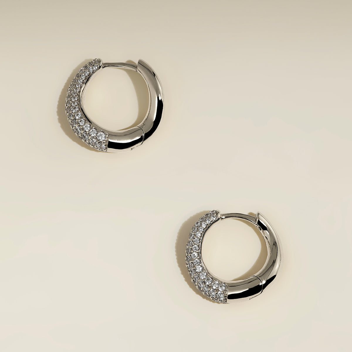 Wave Pavé Crystal Hoops in Silver-Astrid &amp; Miyu