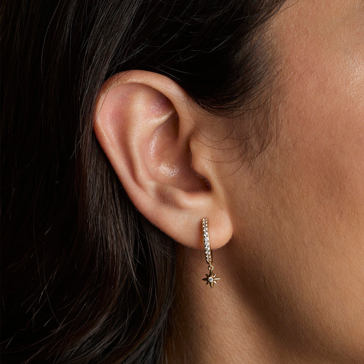 Twilight Star Pavé Hoops in Gold-Astrid &amp; Miyu