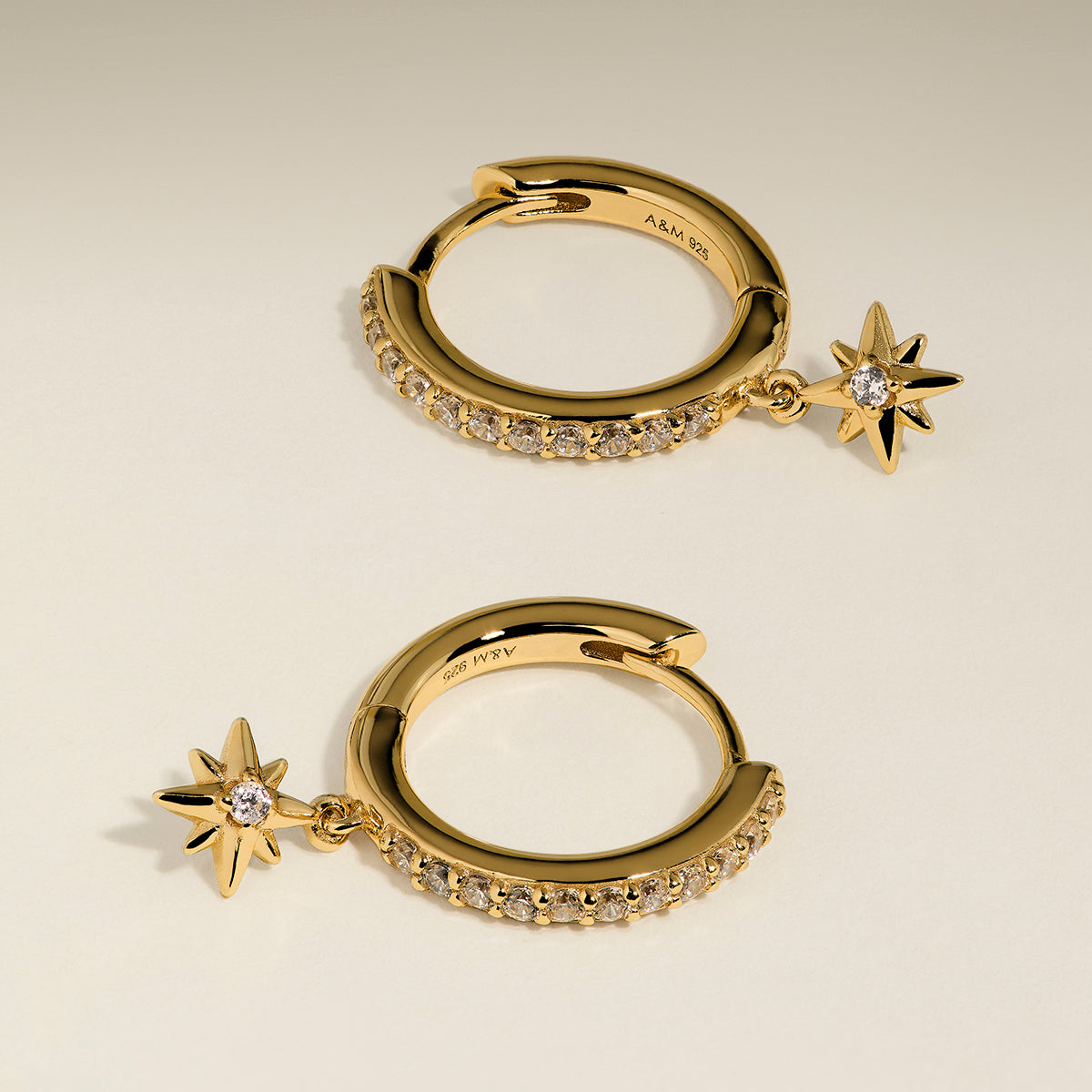 Twilight Star Pavé Hoops in Gold-Astrid &amp; Miyu