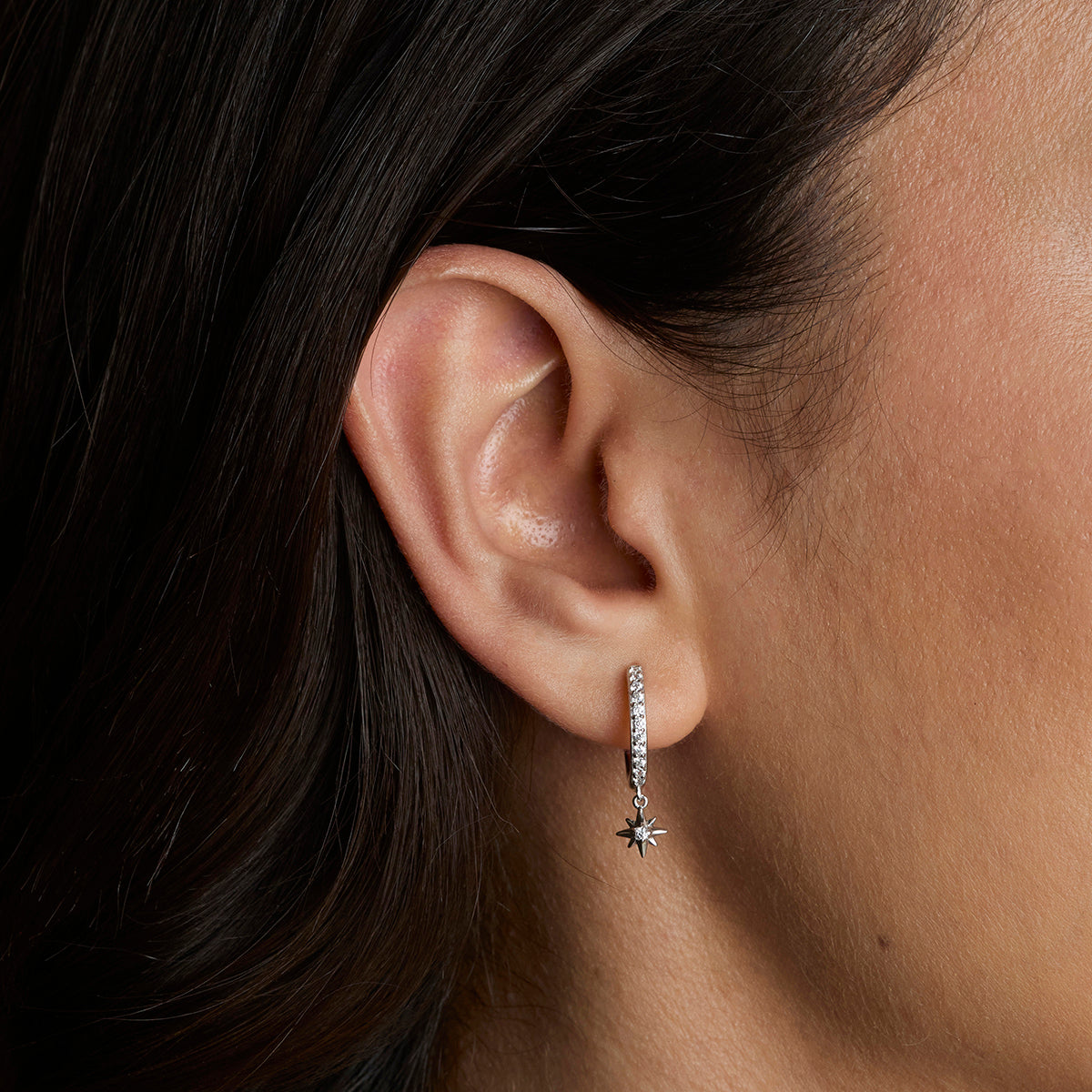 Twilight Star Pavé Hoops in Silver-Astrid &amp; Miyu