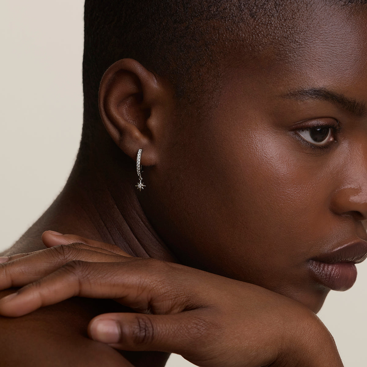 Twilight Star Pavé Hoops in Silver-Astrid &amp; Miyu