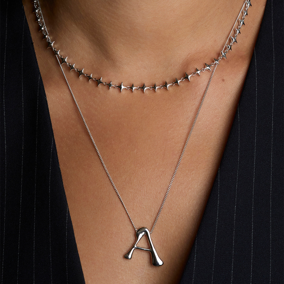 Cosmic Star Chain Necklace in Silver-Astrid &amp; Miyu