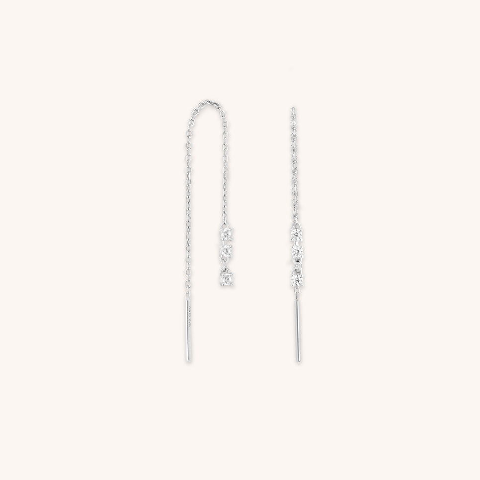 Crystal Thread Through Earrings in Silver-Astrid &amp; Miyu