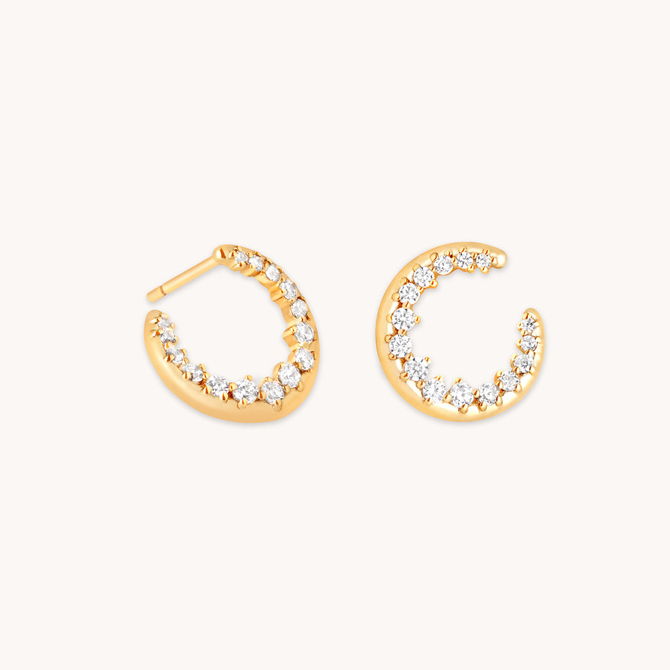 Orbit Pavé Crystal Hoops in Gold-Astrid &amp; Miyu