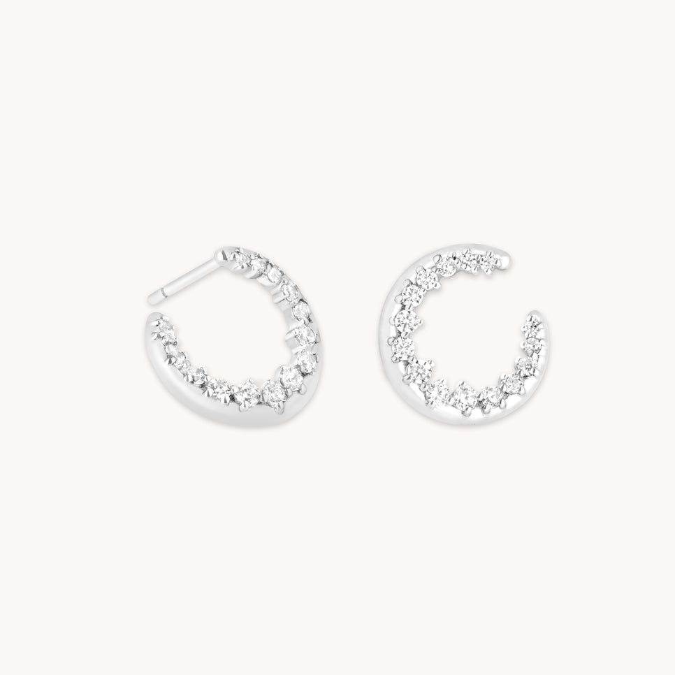 Orbit Pavé Crystal Hoops in Silver-Astrid &amp; Miyu