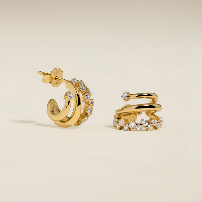Illusion Spiral Huggies in Gold-Astrid &amp; Miyu