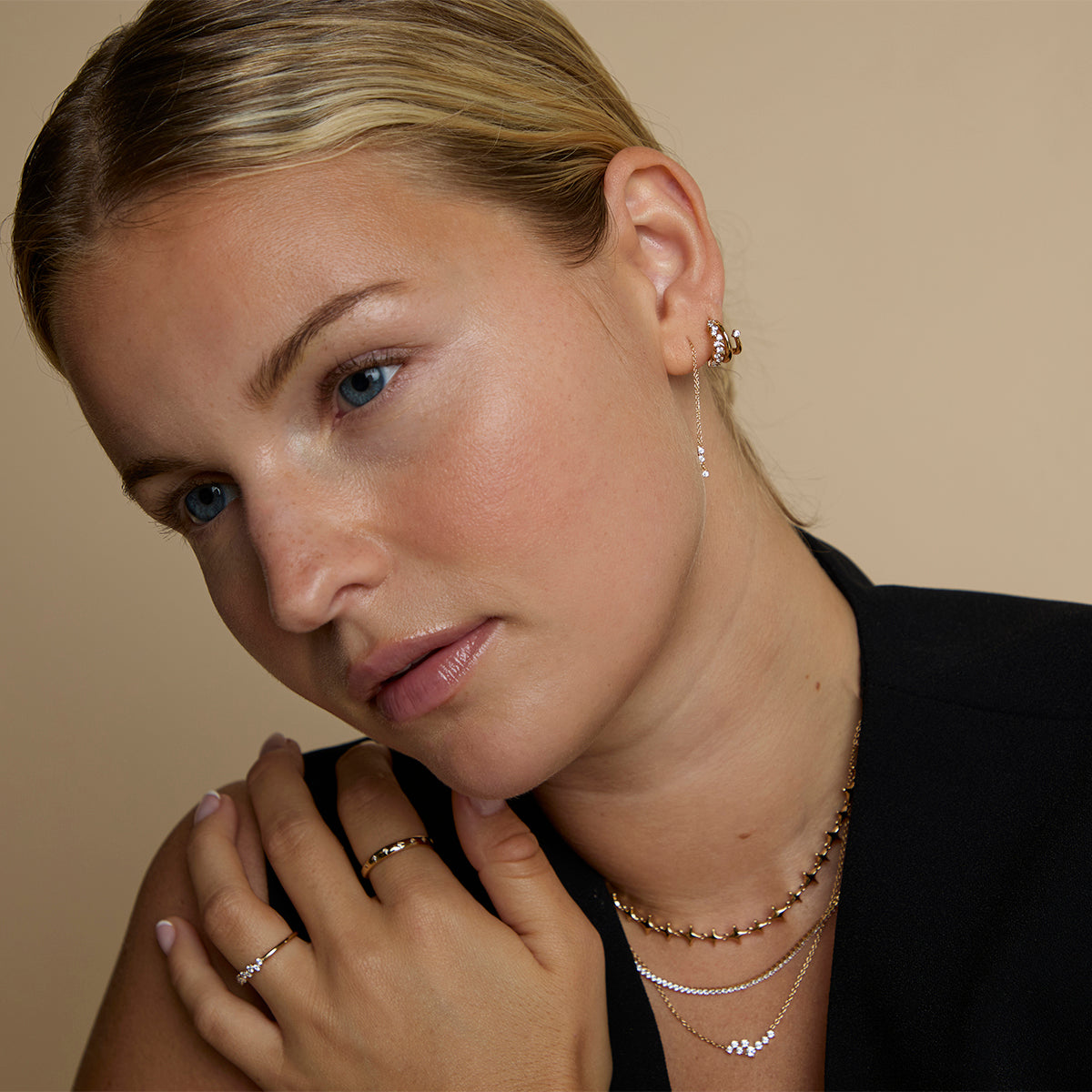 Illusion Spiral Huggies in Gold-Astrid &amp; Miyu