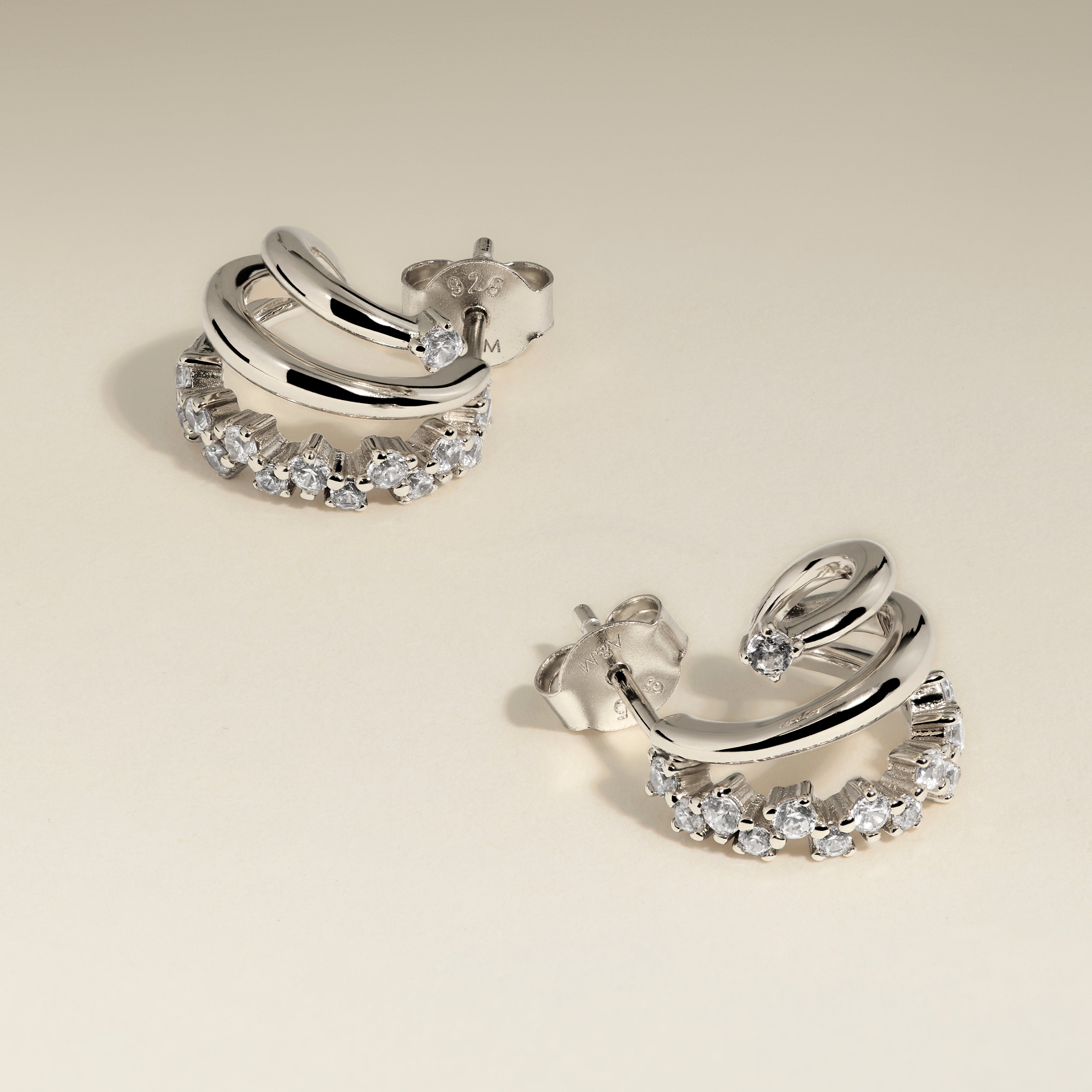 Illusion Spiral Huggies in Silver-Astrid &amp; Miyu