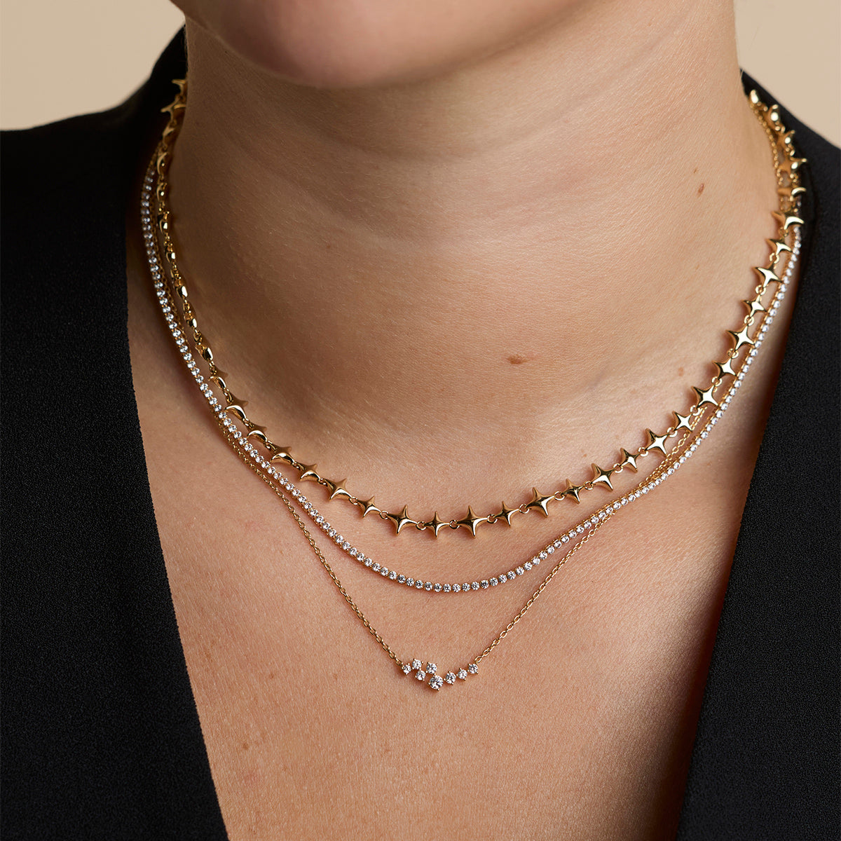 Crystal Scatter Necklace in Gold-Astrid &amp; Miyu