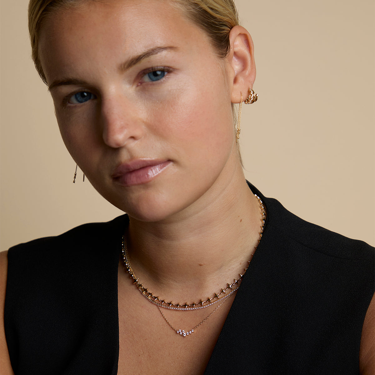 Crystal Scatter Necklace in Gold-Astrid &amp; Miyu