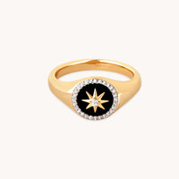 Black Star Signet Ring in Gold-Astrid &amp; Miyu