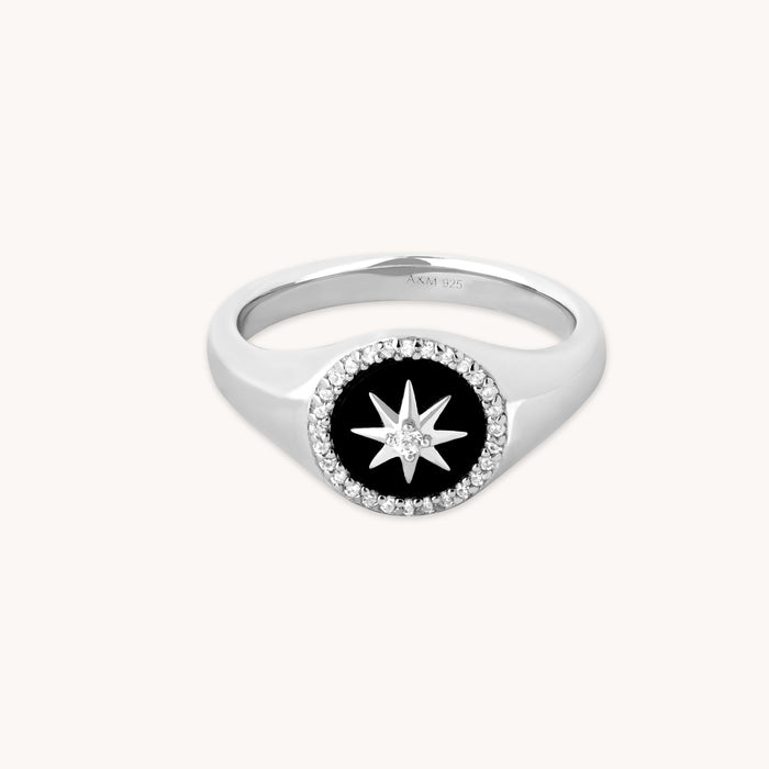 Black Star Signet Ring in Silver-Astrid &amp; Miyu