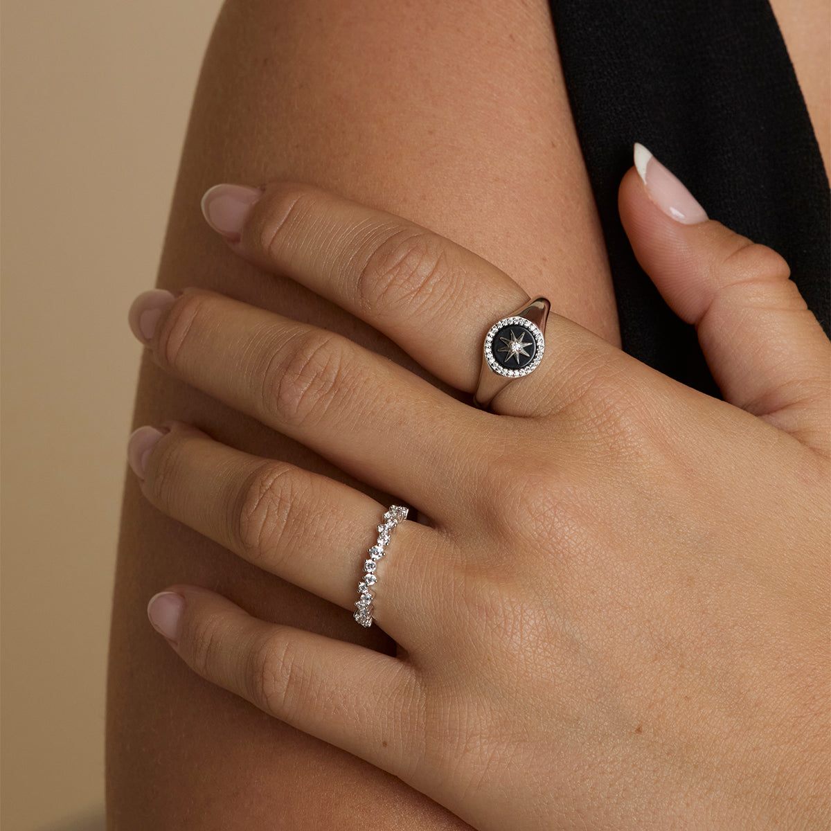 Black Star Signet Ring in Silver-Astrid &amp; Miyu