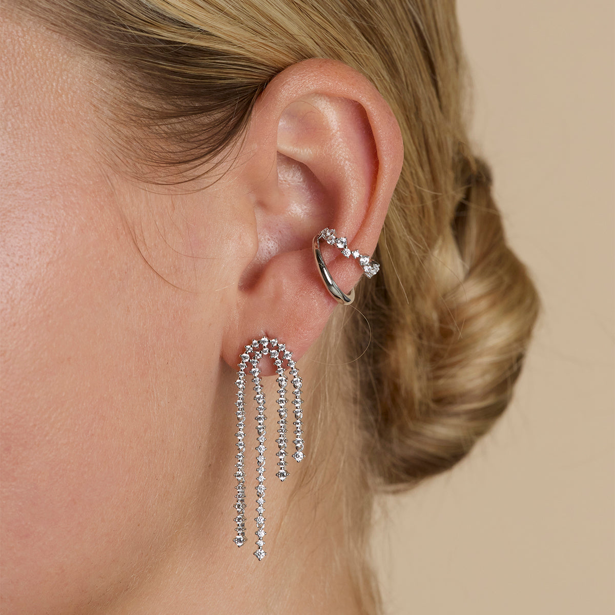 Crystal Scatter Drop Studs in Silver-Astrid &amp; Miyu