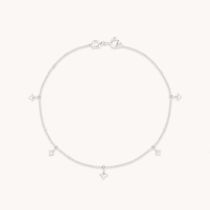 Cosmic Star Charm Bracelet in Solid White Gold-Astrid &amp; Miyu