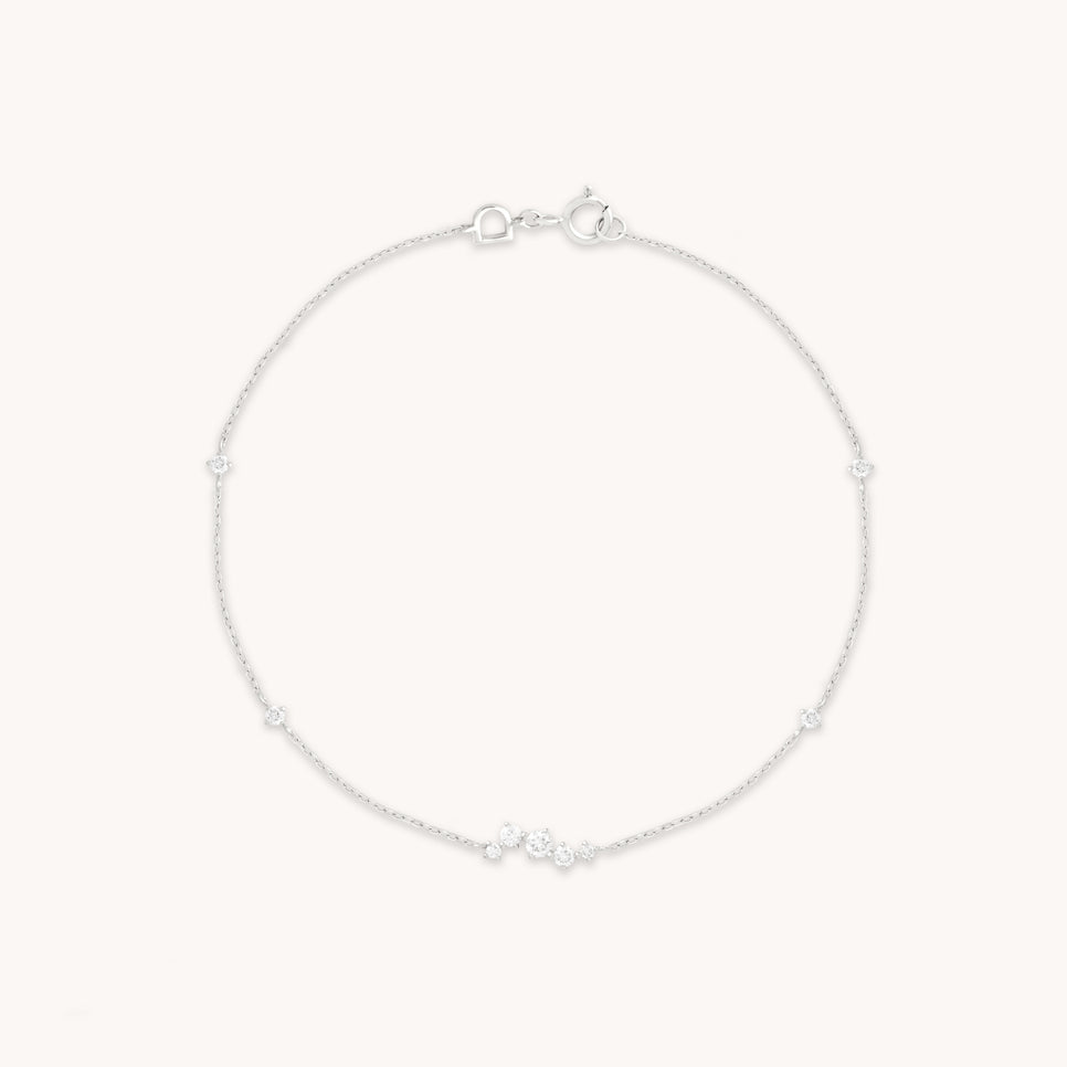 Diamond Cluster Bracelet in Solid White Gold-Astrid &amp; Miyu
