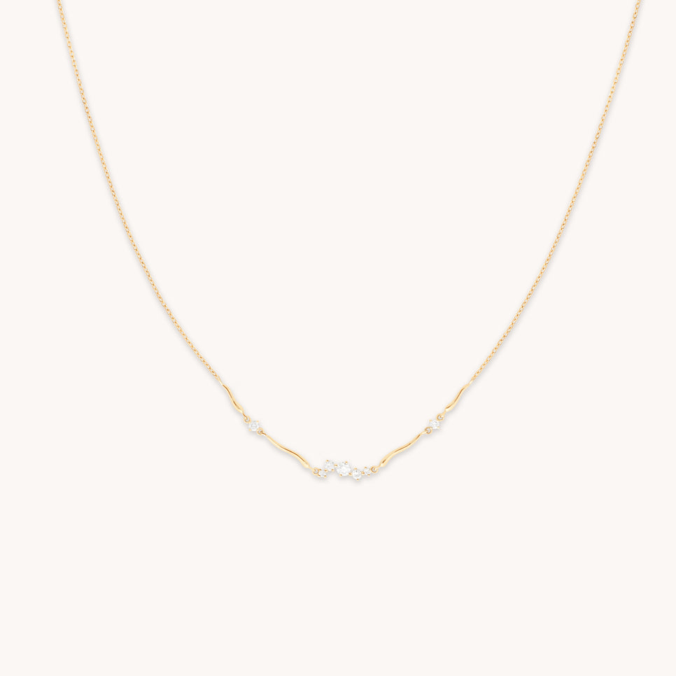 Diamond Cluster Molten Necklace in Solid Gold-Astrid &amp; Miyu