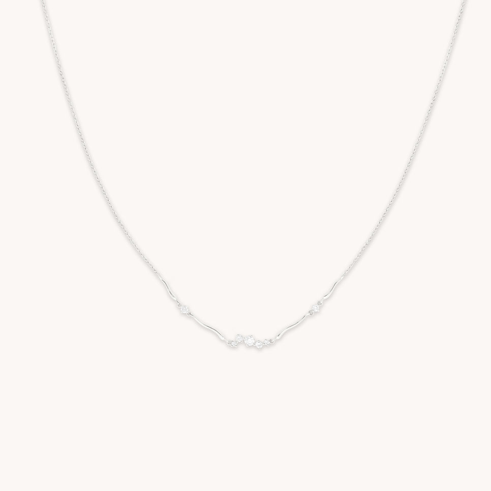 Diamond Cluster Molten Necklace in Solid White Gold-Astrid &amp; Miyu