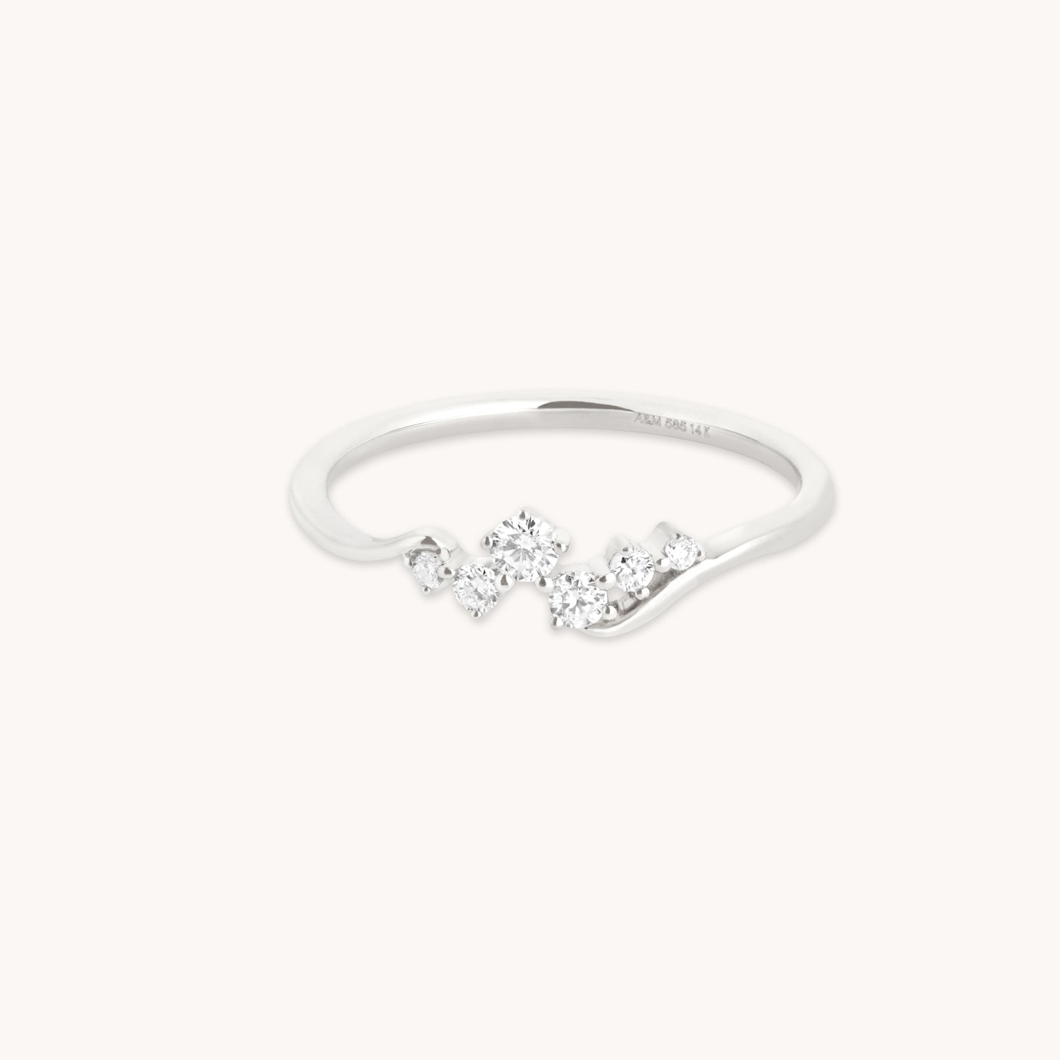 Diamond Cluster Ring in Solid White Gold-Astrid &amp; Miyu