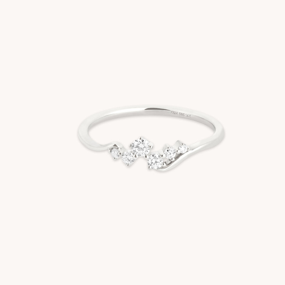 Diamond Cluster Ring in Solid White Gold-Astrid &amp; Miyu
