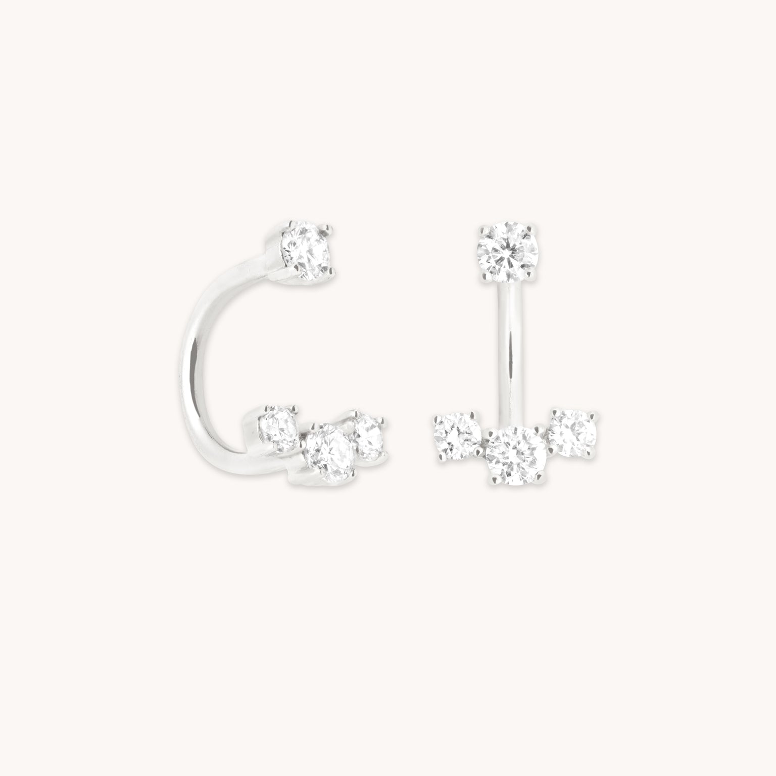 Diamond Trio Ear Jacket in Solid White Gold-Astrid &amp; Miyu