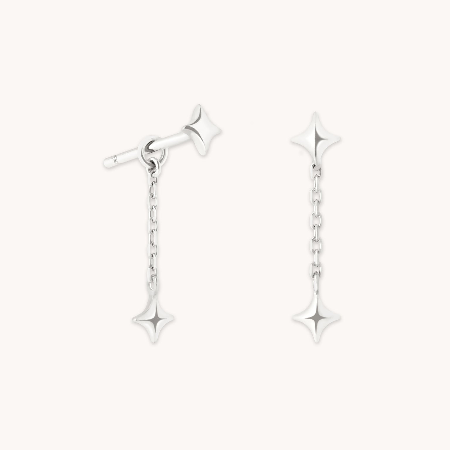 Cosmic Star Chain Studs in Solid White Gold-Astrid &amp; Miyu