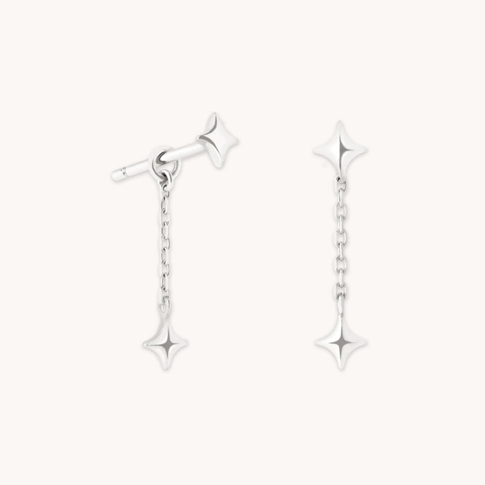 Cosmic Star Chain Studs in Solid White Gold-Astrid &amp; Miyu