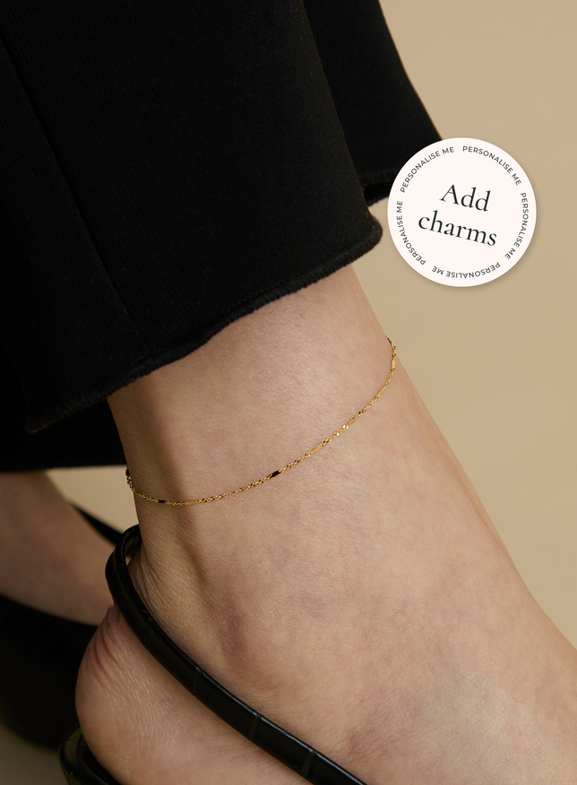 Astrid Story Chain Anklet in Solid Gold-Astrid & Miyu