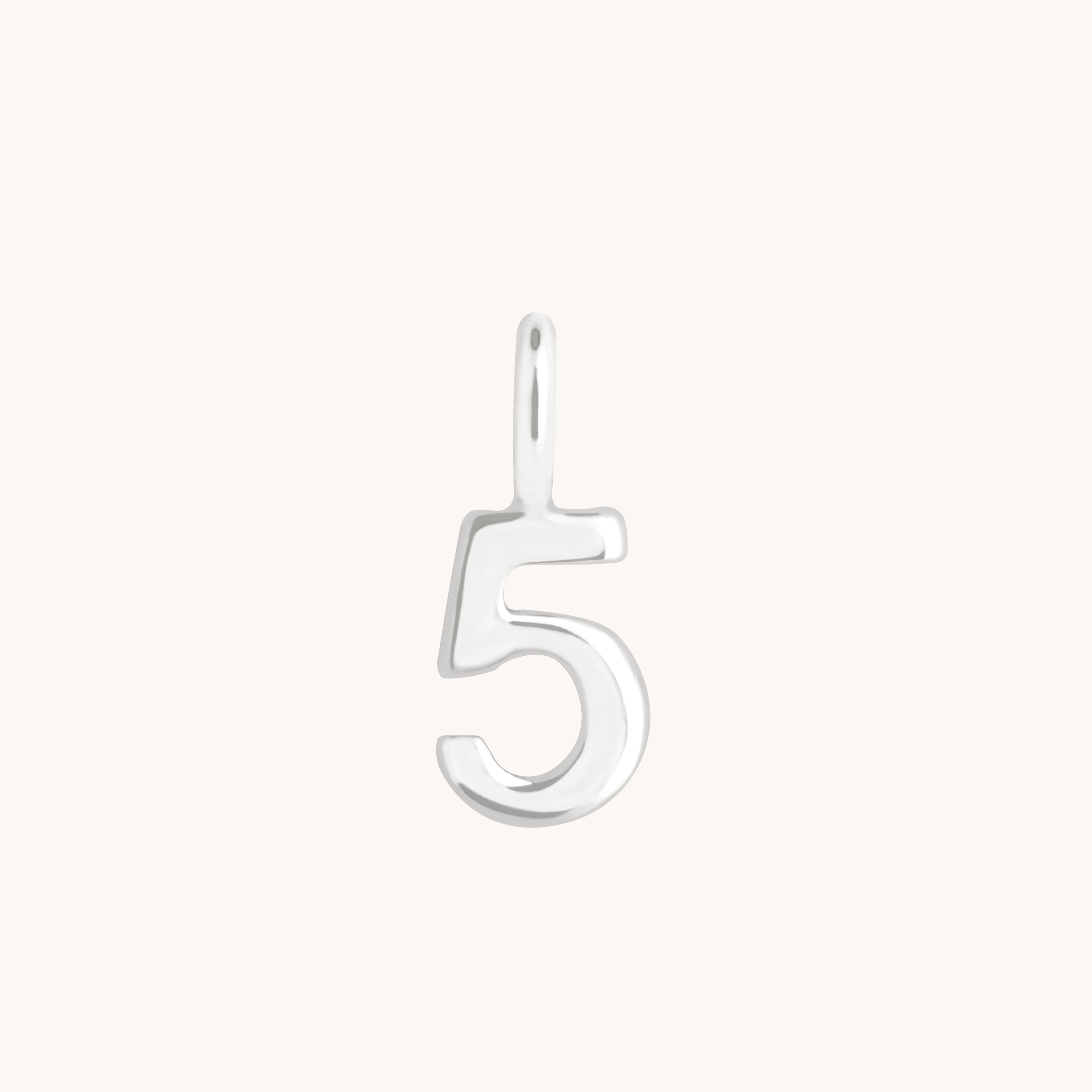 Number Charms - 5 Charm 9k White Gold - Welding Charm - Astrid &amp; Miyu