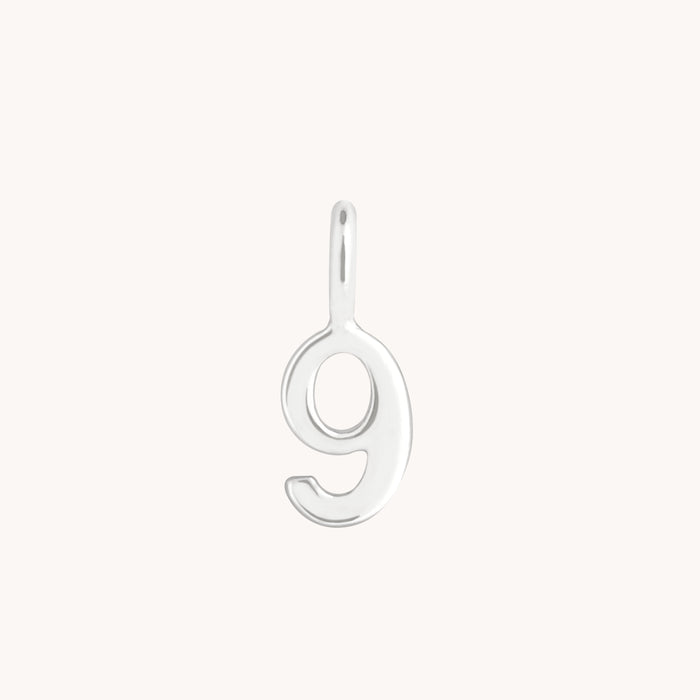 Number Charms - 9 Charm 9k White Gold - Welding Charm - Astrid &amp; Miyu