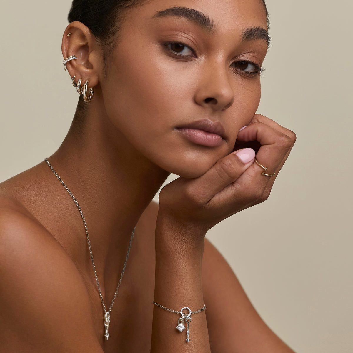 Square Crystal Clip Charm in Silver-Astrid &amp; Miyu